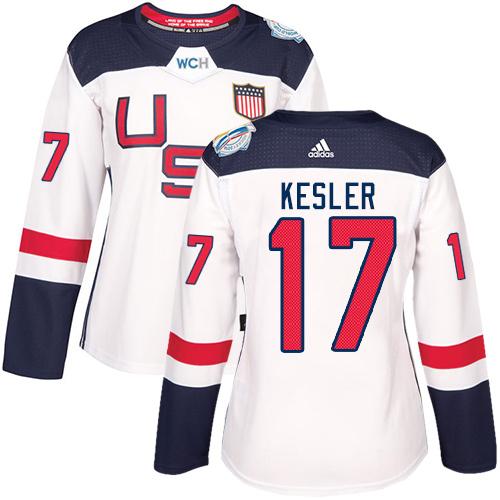 Team USA #17 Ryan Kesler White 2016 World Cup Women's Stitched NHL Jersey - Click Image to Close